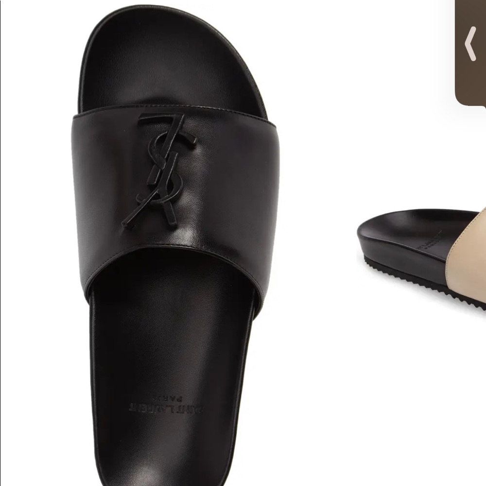 Saint Laurent Black Leather Sandals - Picture 3 of 8